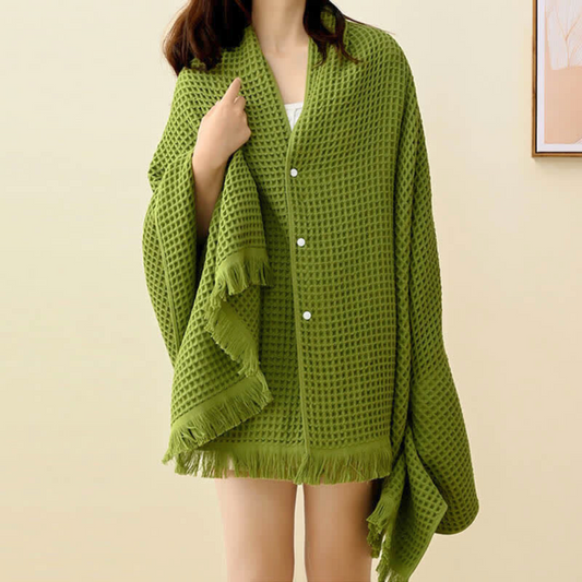 Cotton Waffle Bath Towel | Shawl-Style, 35"x71"