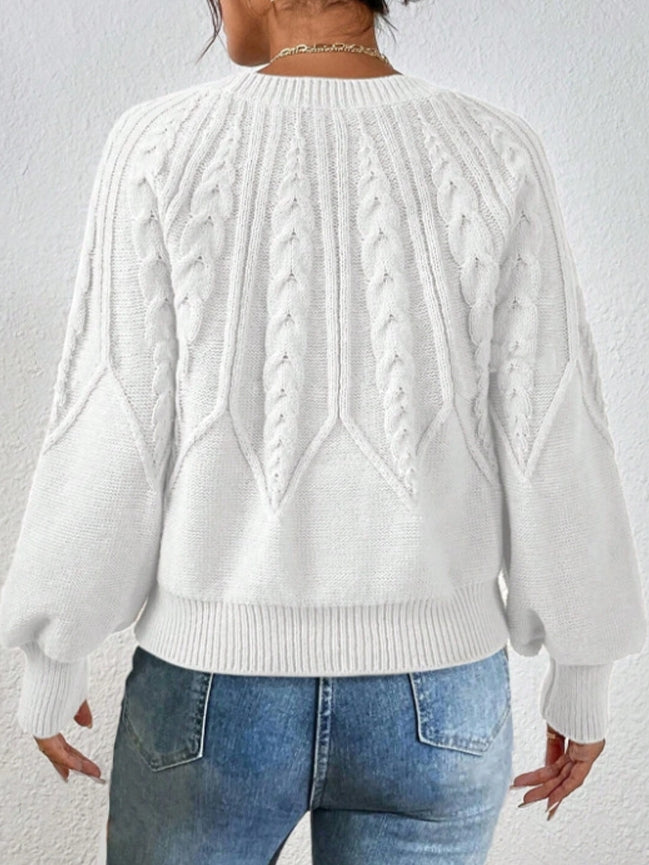 Beatrix Women's Cable Knit Sweater - close-up detail