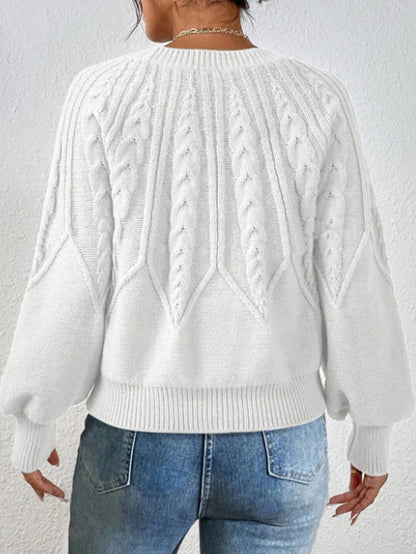 Beatrix Women's Cable Knit Sweater - close-up detail