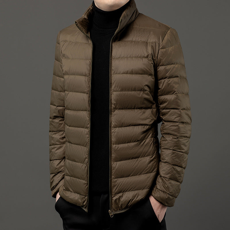 Yves Men's Puffer Jacket | Black, Taupe