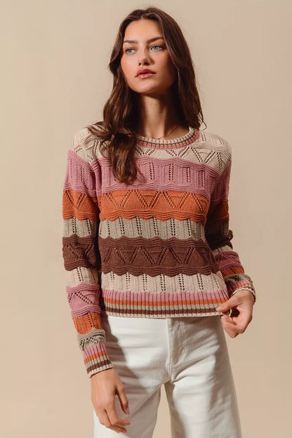 Uma Women's Striped Sweater - front view