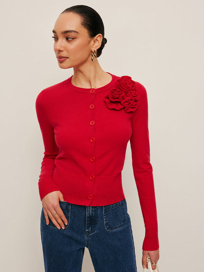 Iris Women's Floral Cardigan - fabric and finish detail