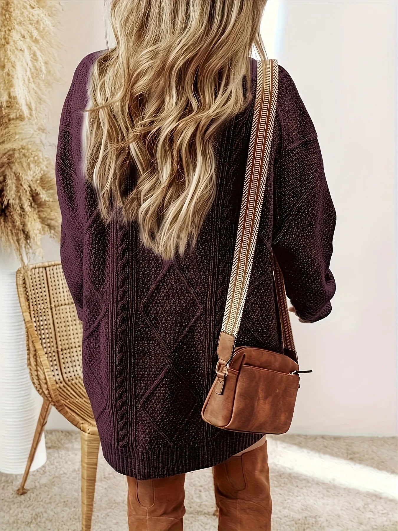 Violette Women's Cable Knit Sweater - full-length view