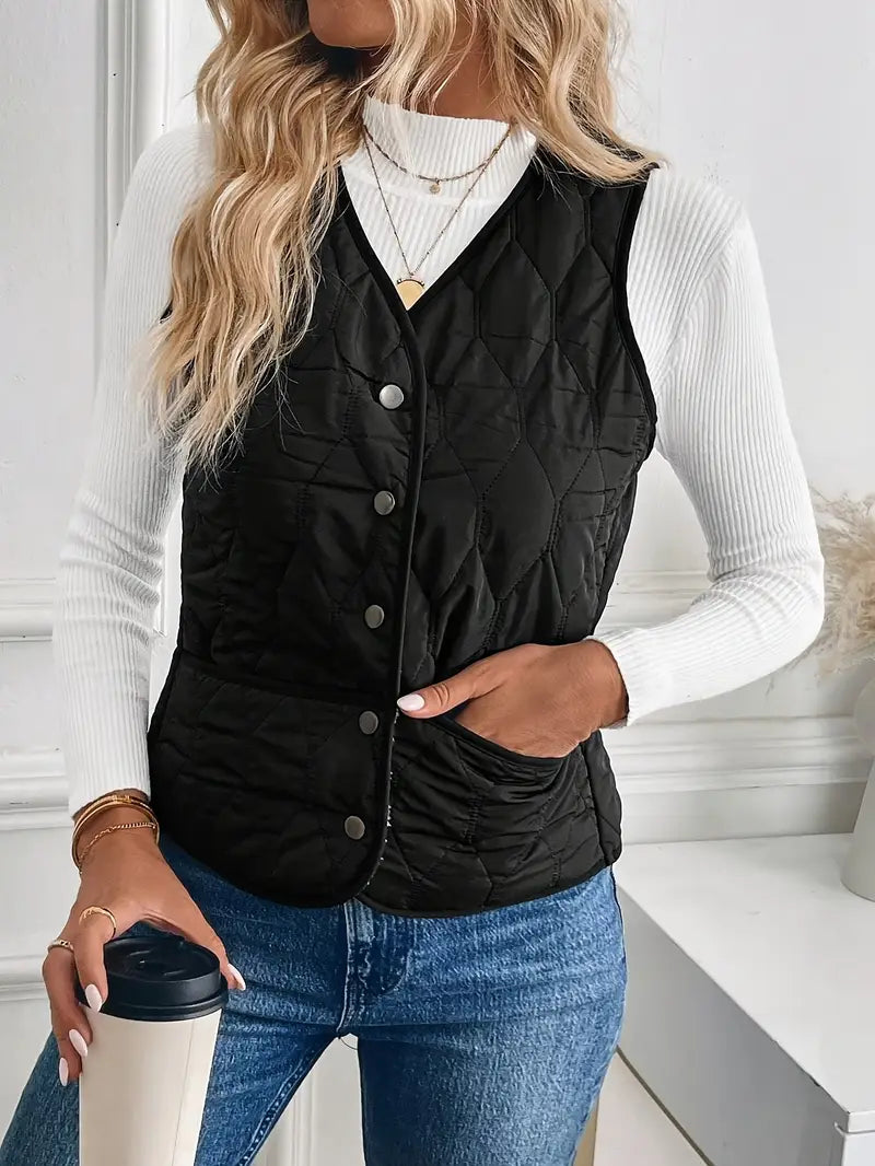 Rhea Women's Quilted Vest - flat lay