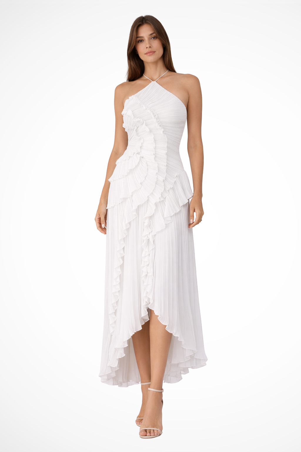 Yvette Women's Ruffled Dress - fabric and finish detail