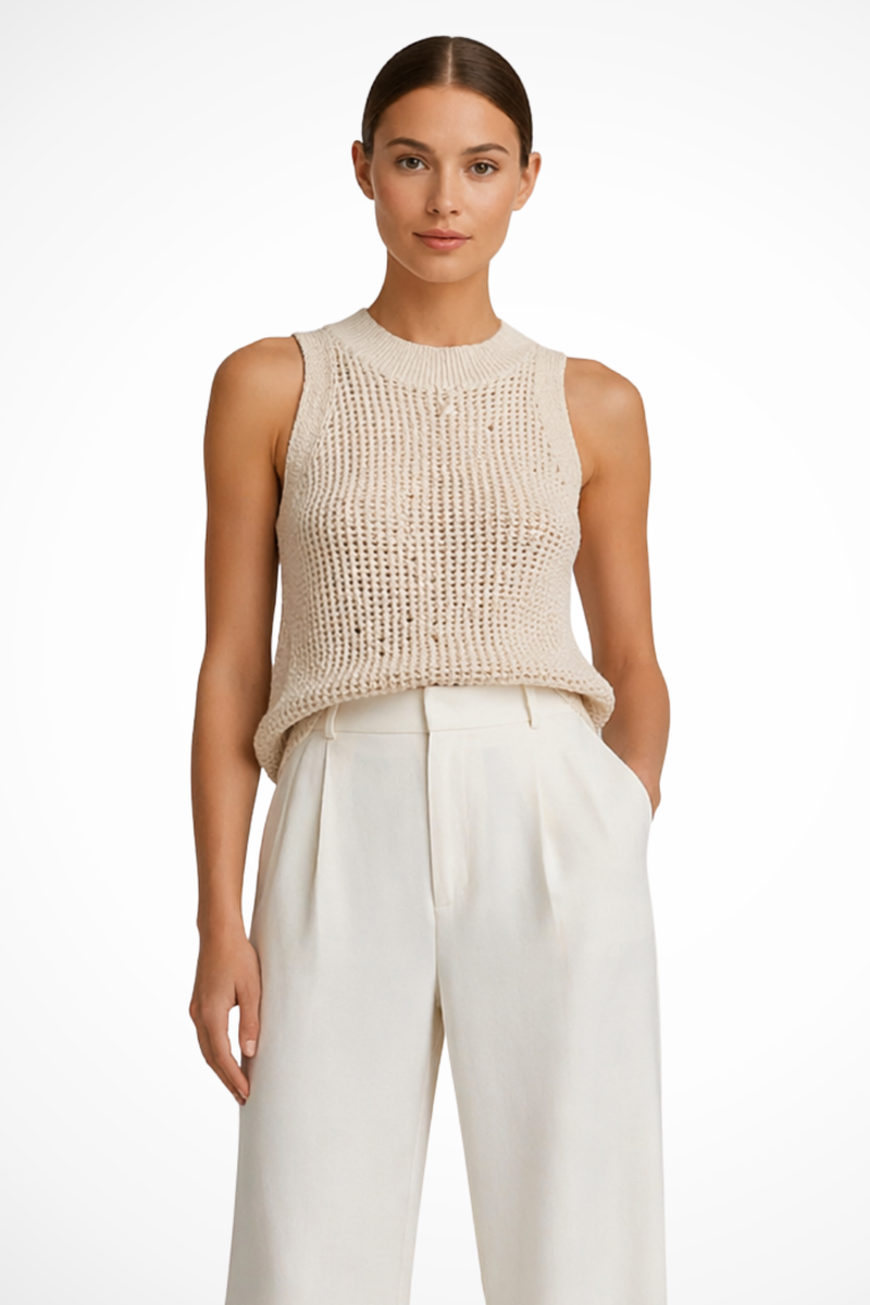 Elena Women's Crochet Top | Cropped, Knit, Sleeveless