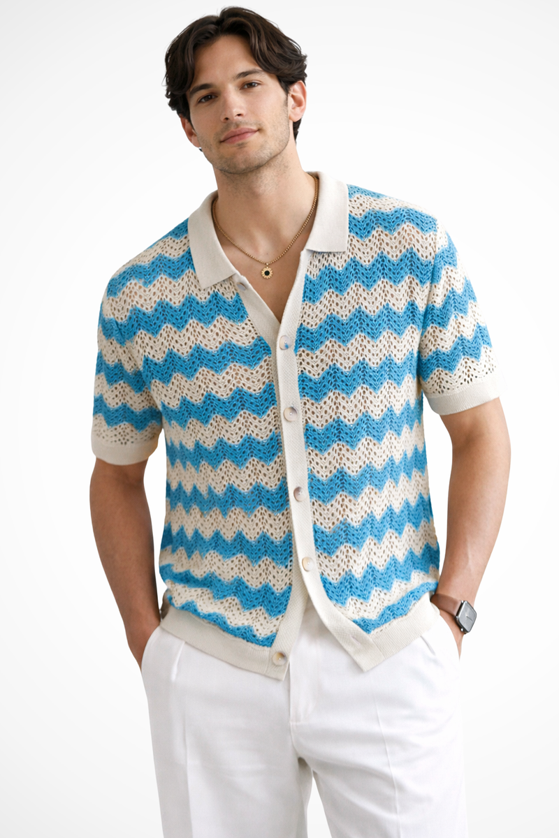 Tristan Men's Crochet Shirt - back view