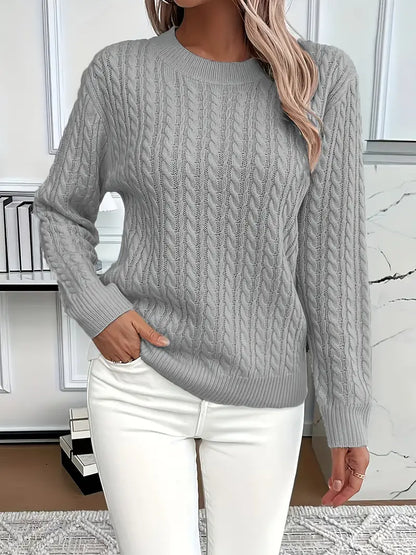 Esme Women's Cable Knit Sweater - fabric and finish detail