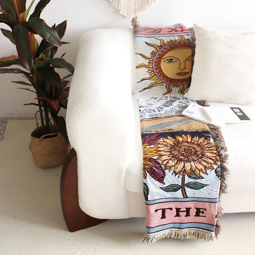 Boho Sun Tarot Tapestry Blanket