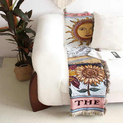 Boho Sun Tarot Tapestry Blanket