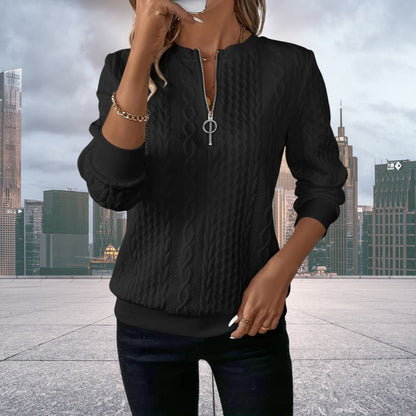 Ava Women's Cable Knit Sweater - fabric and finish detail