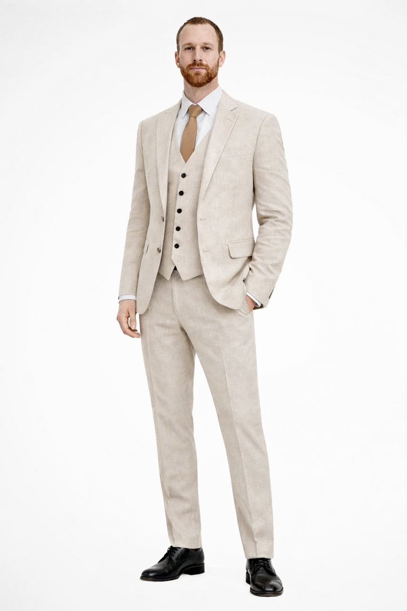 Fabian Men's Linen Vest - flat lay