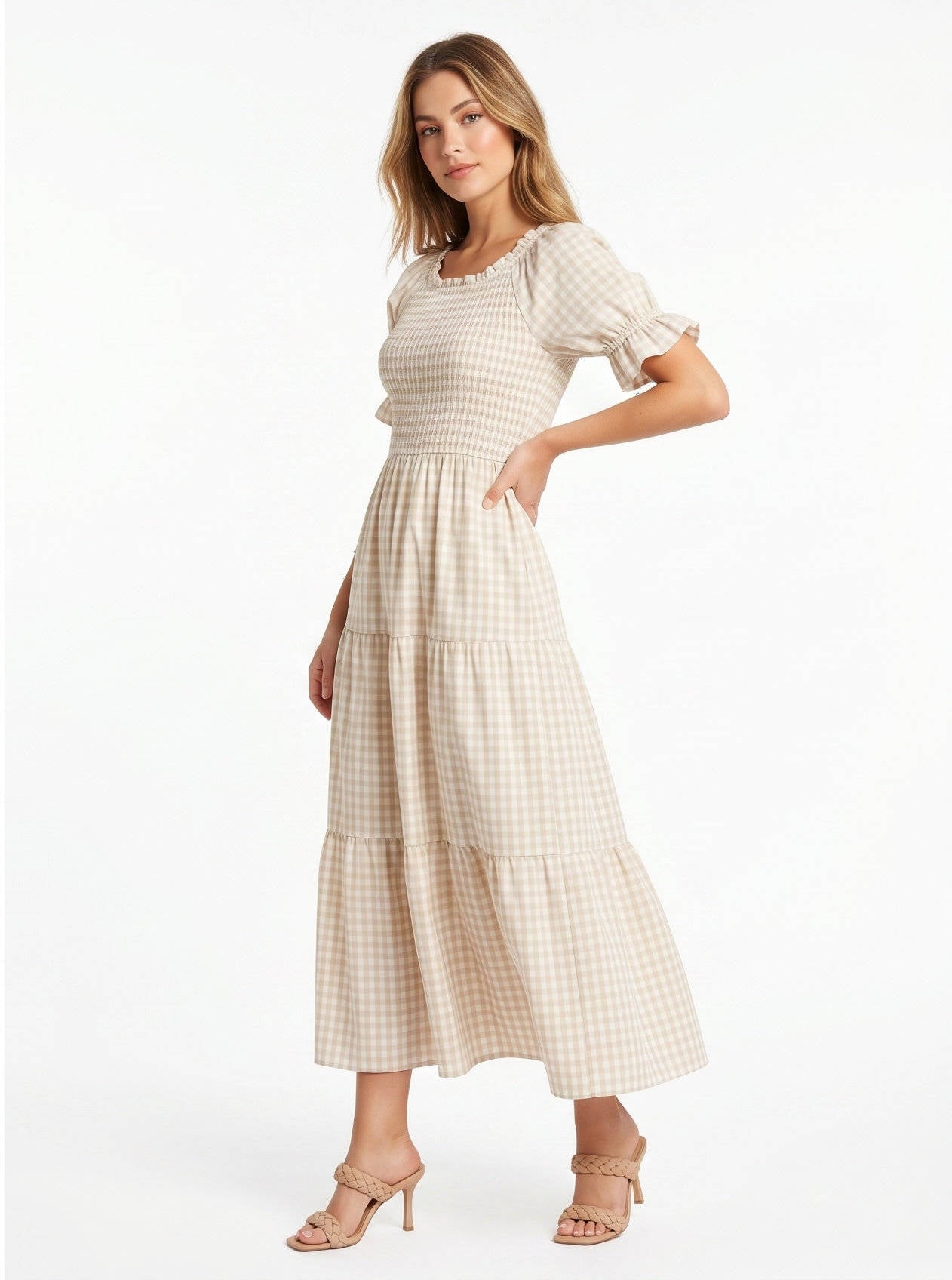 Mabel Women's Plaid Maxi Dress - back view