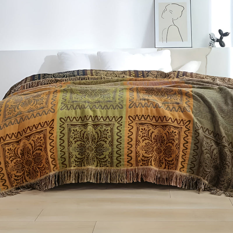 Slate Mandala Tassel Throw Blanket | Tassel Trim, Mandala