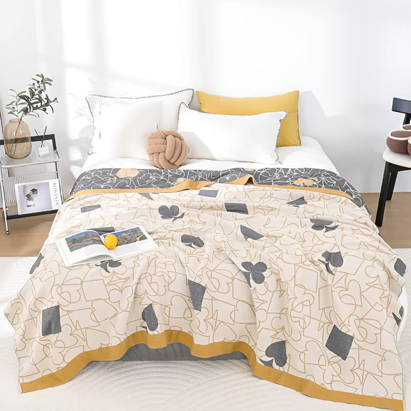 Ember Poker Patterns Cotton Blanket | Cotton, Year-Round