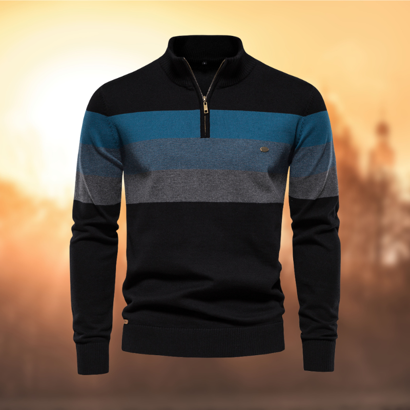Griffin Men's Striped Sweater - fabric and finish detail