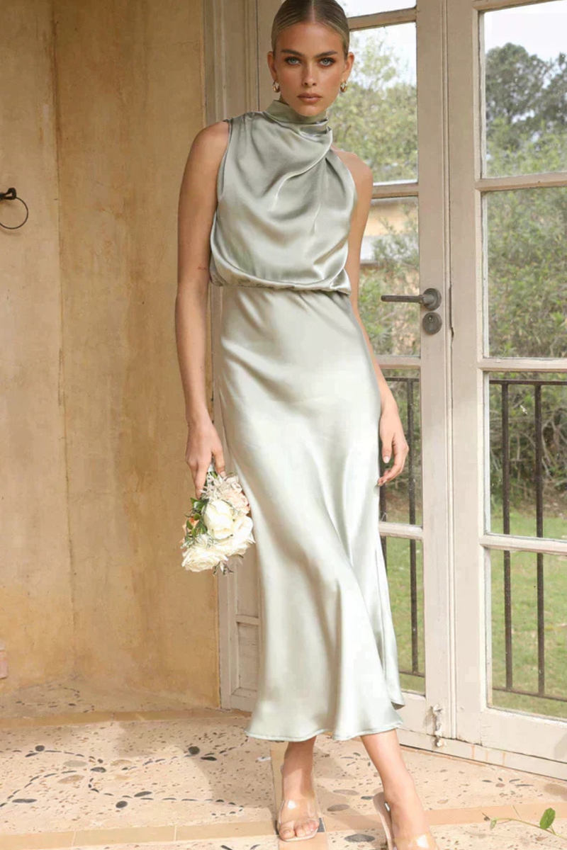Jolie Women's Satin Midi Dress - full-length view
