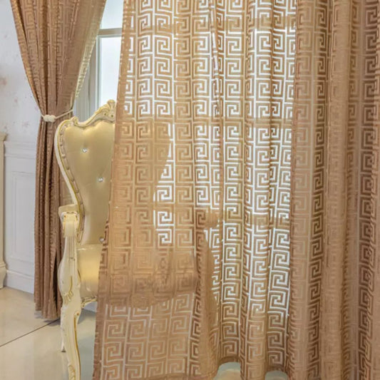 Imperial Maze Embroidered Curtain | Velvet-Touch, Light-Filtering