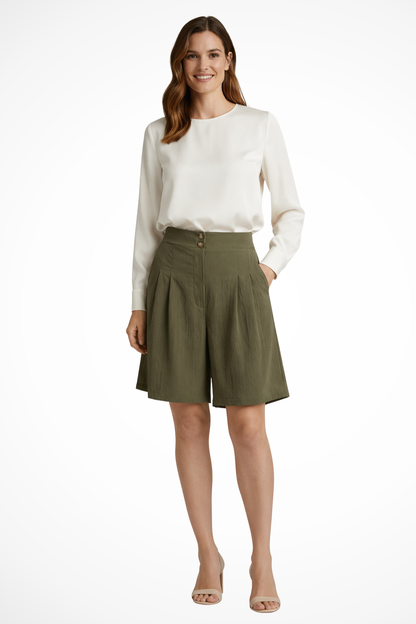Elise Women's Pleated Shorts - front view