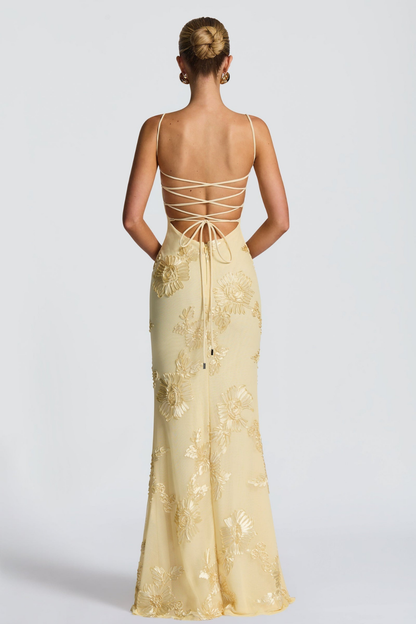 Harlow Women's Floral Maxi Dress - fabric and finish detail