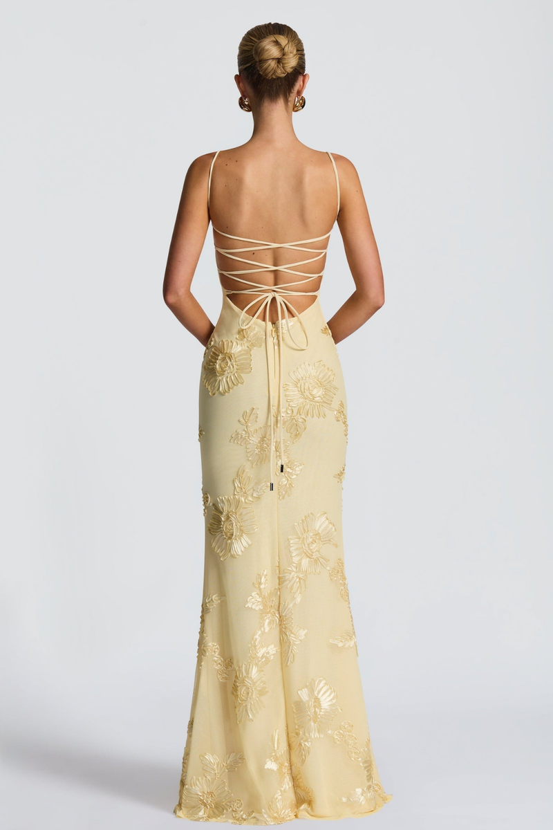 Harlow Women's Floral Maxi Dress - fabric and finish detail