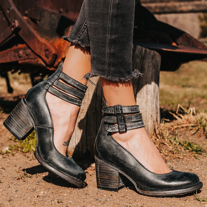 Ava Women's Block Heel Ankle Boots - styled view