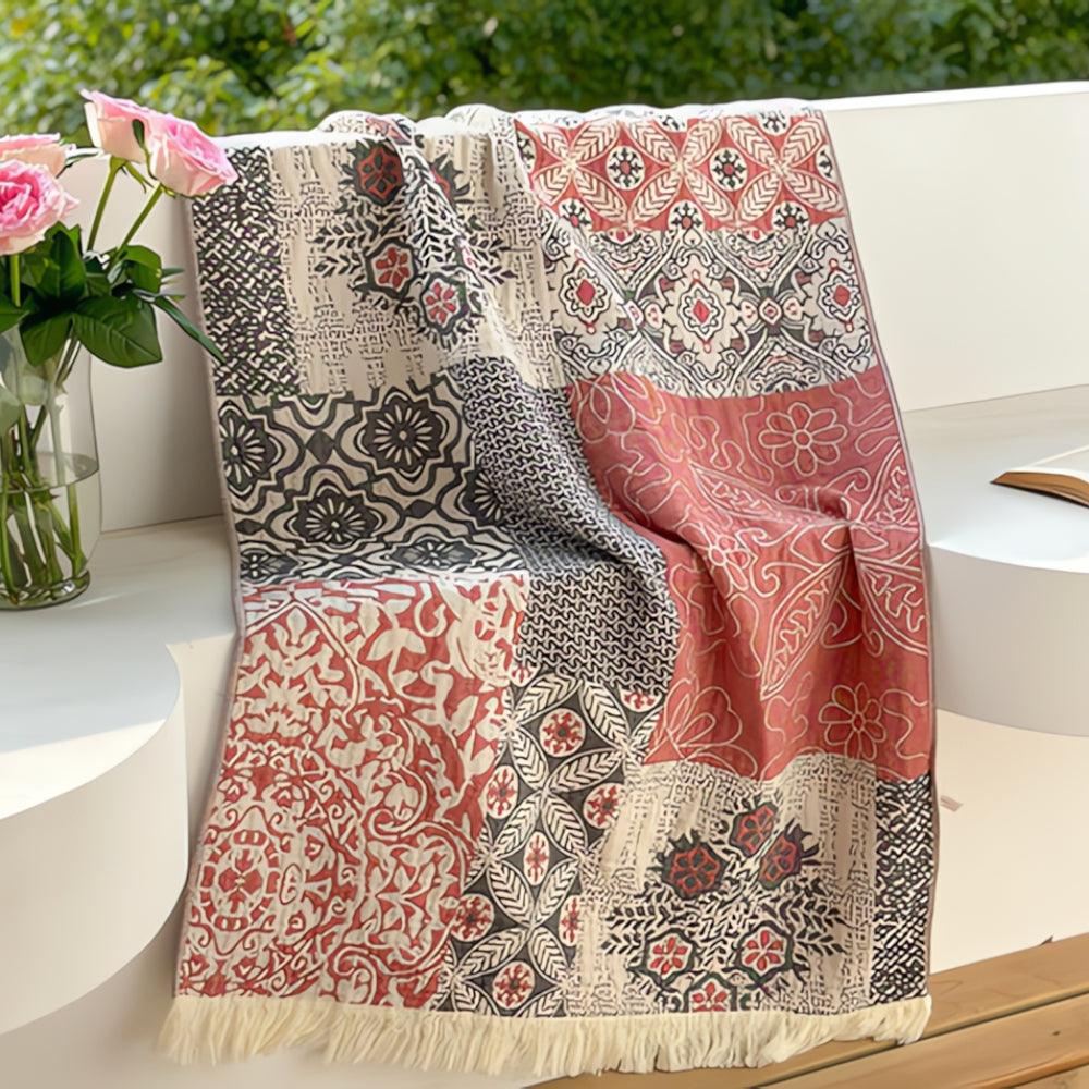 Pure Cotton Bath Towel | Patterned, Quick-Dry