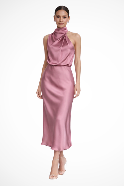 Jolie Women's Satin Midi Dress - flat lay