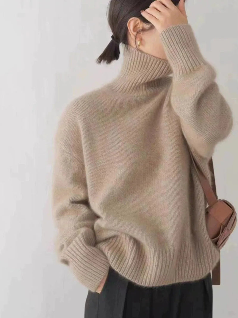 Beatrix Women's Cashmere Turtleneck - back view