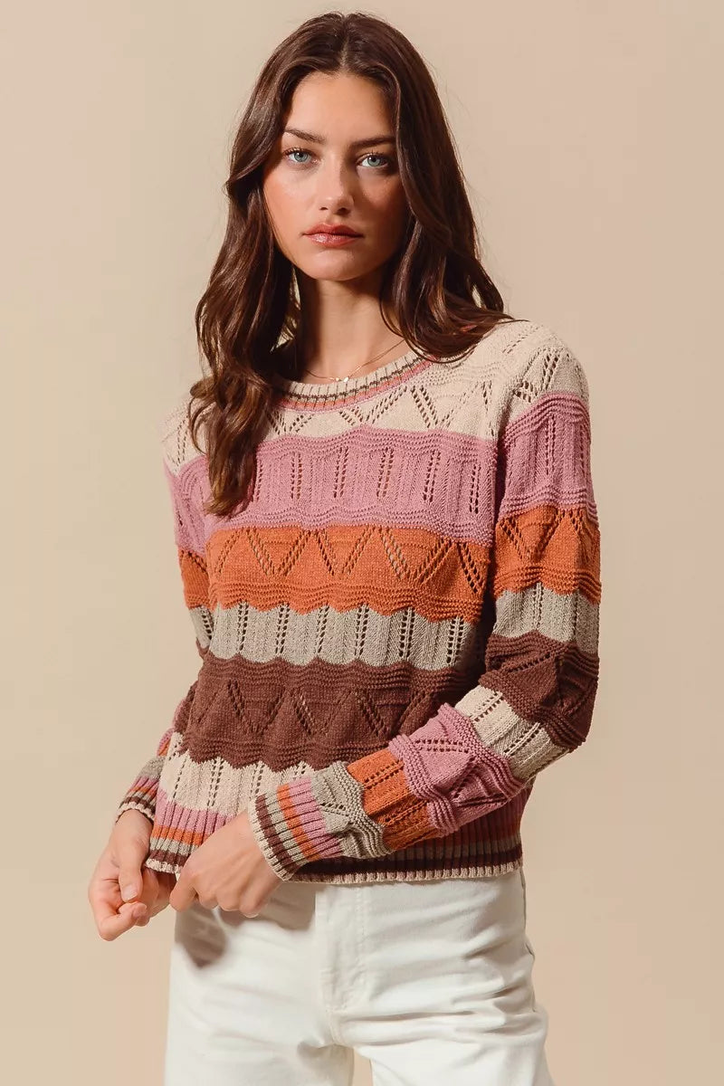 Uma Women's Striped Sweater - front view