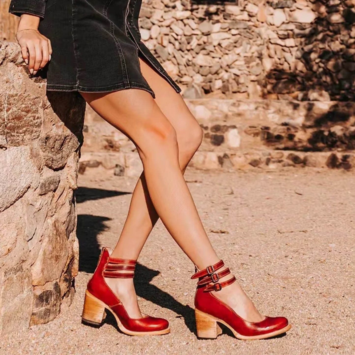 Ava Women's Block Heel Ankle Boots - styled view