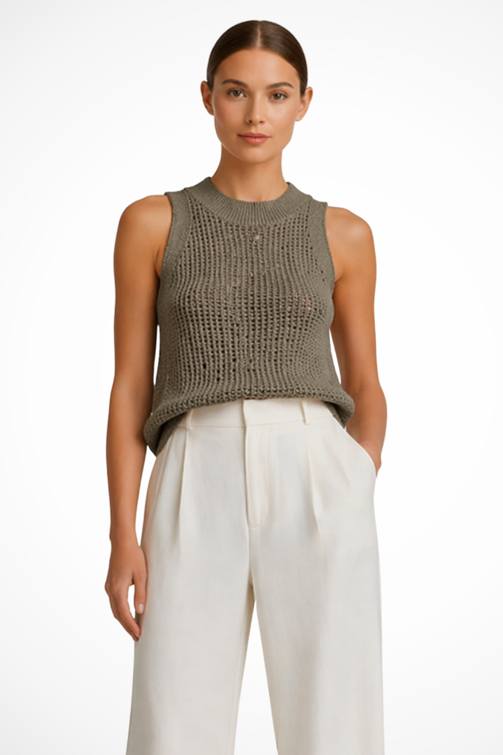 Elena Women's Crochet Top - fabric and finish detail