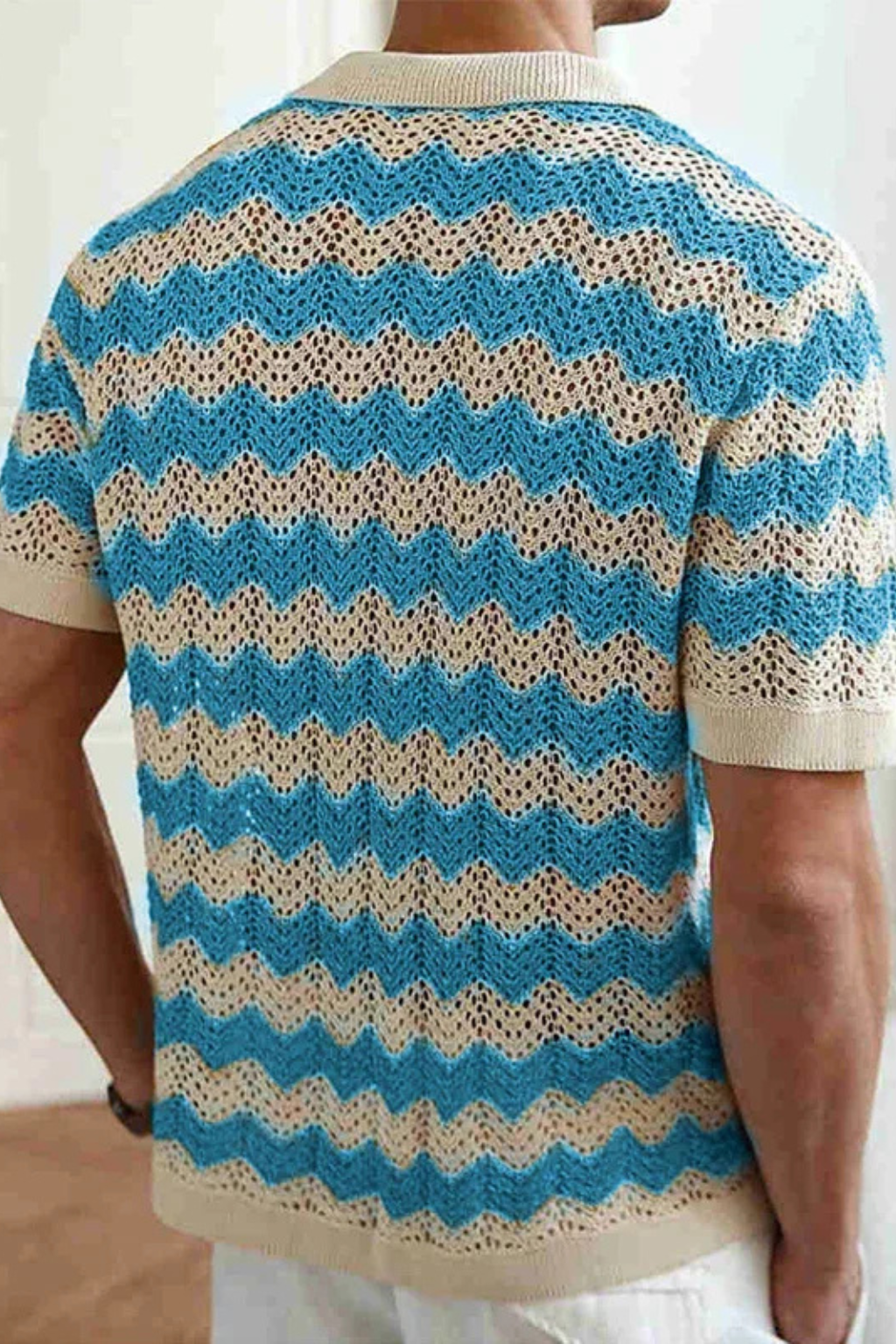 Tristan Men's Crochet Shirt - full-length view