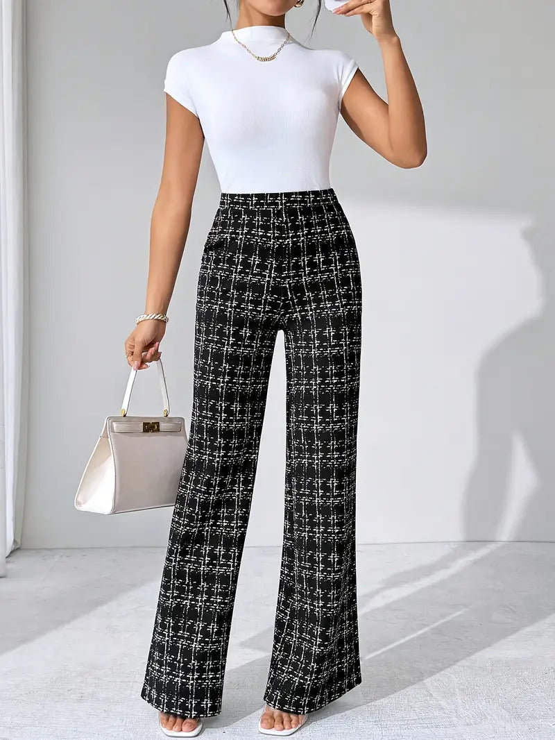 Nadia Women's Plaid Flare Pant - full-length view