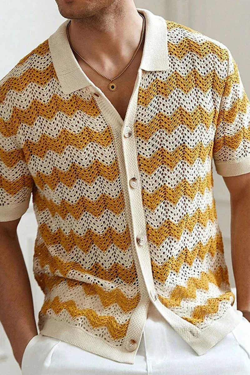 Tristan Men's Crochet Shirt - front view