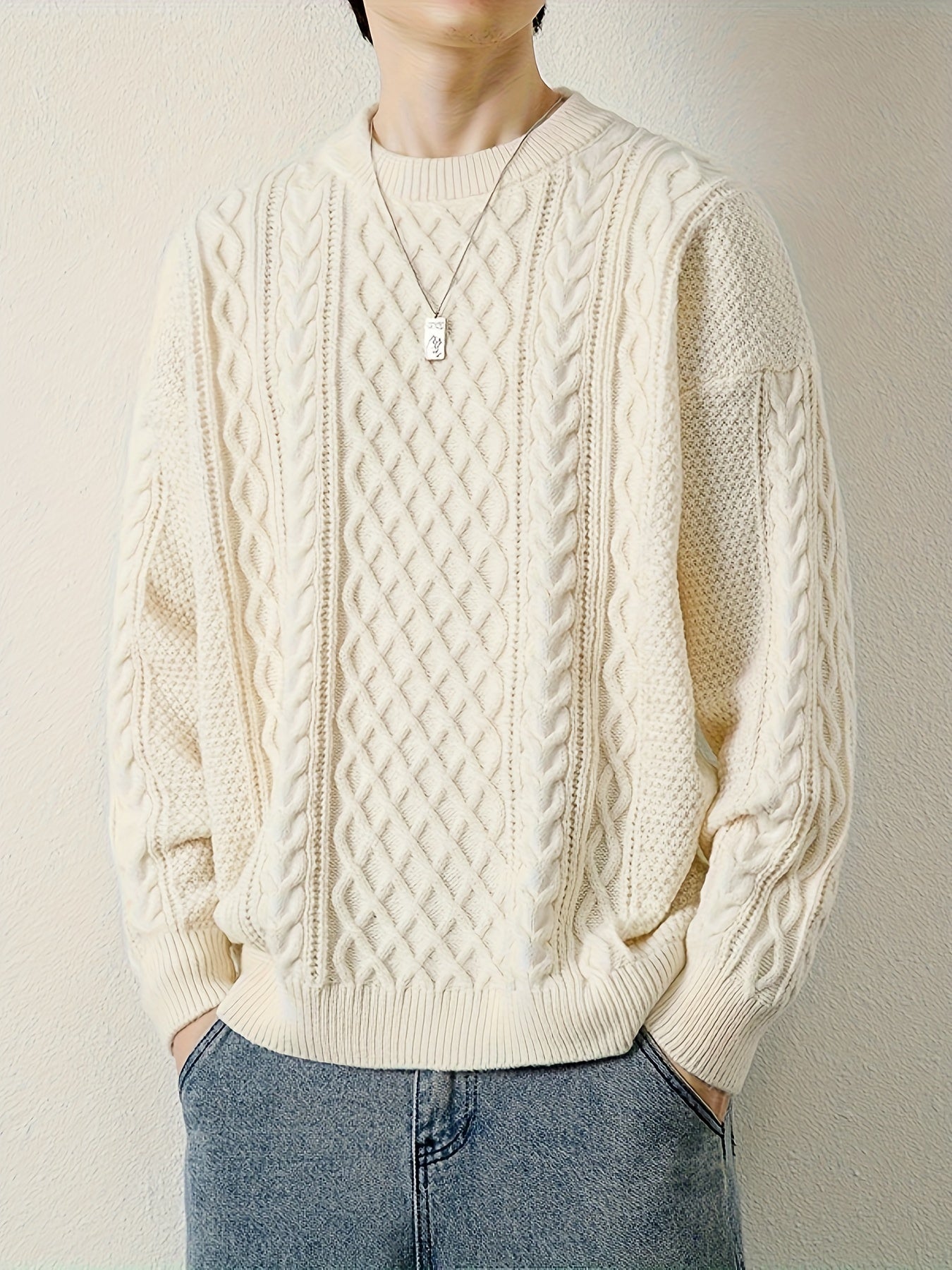 Rowan Women's Cable Knit Sweater - flat lay