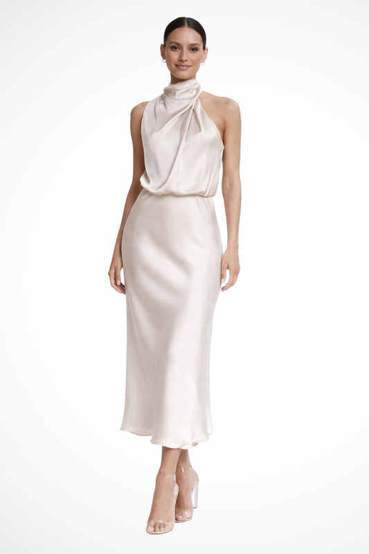 Jolie Women's Satin Midi Dress - front view