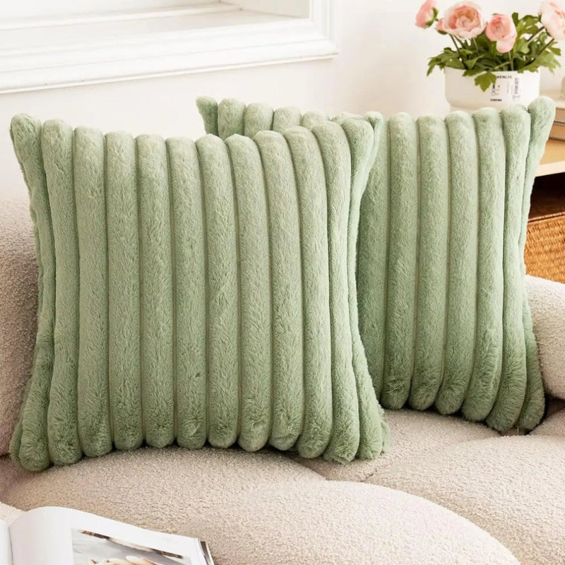 Slate Green Fluffy Cushion Cover | Soft Cover, Living Room