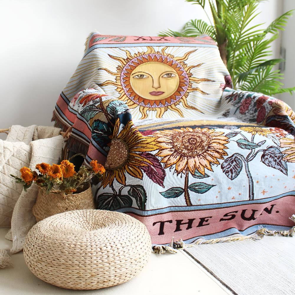 Boho Sun Tarot Tapestry Blanket