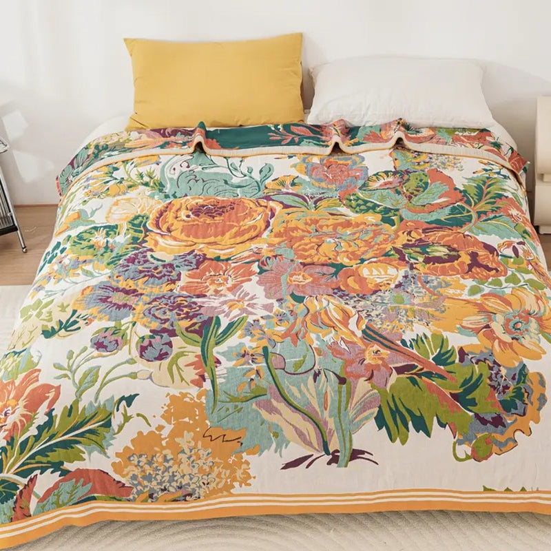 Sienna Floral Bloom Cotton Blanket | Cotton, Floral Pattern
