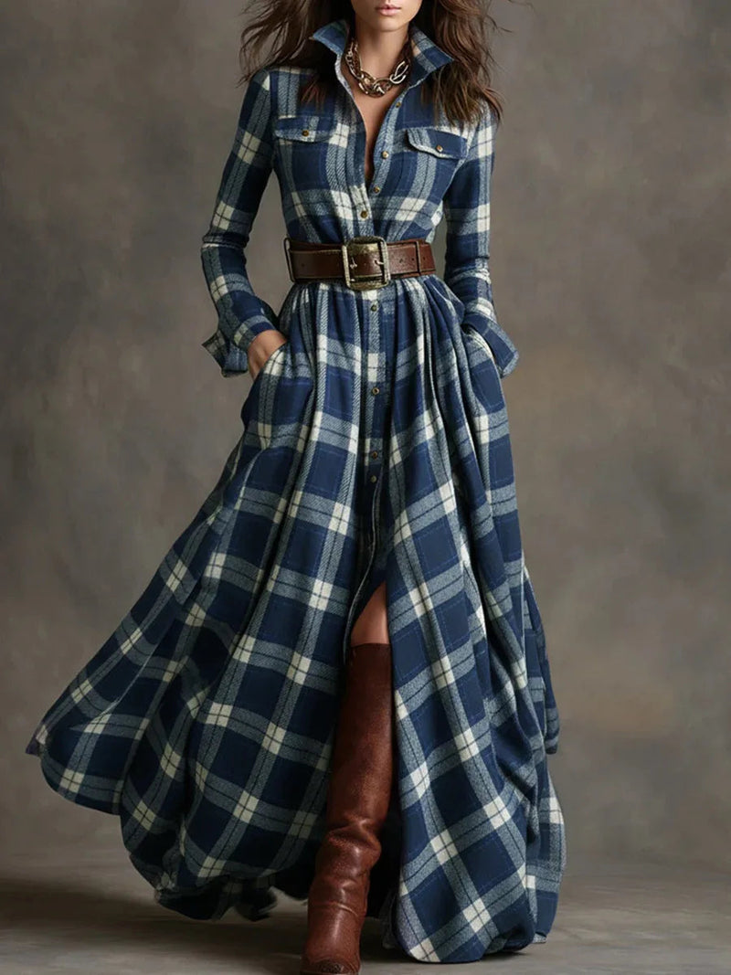 Camille Women's Plaid Dress | Belted