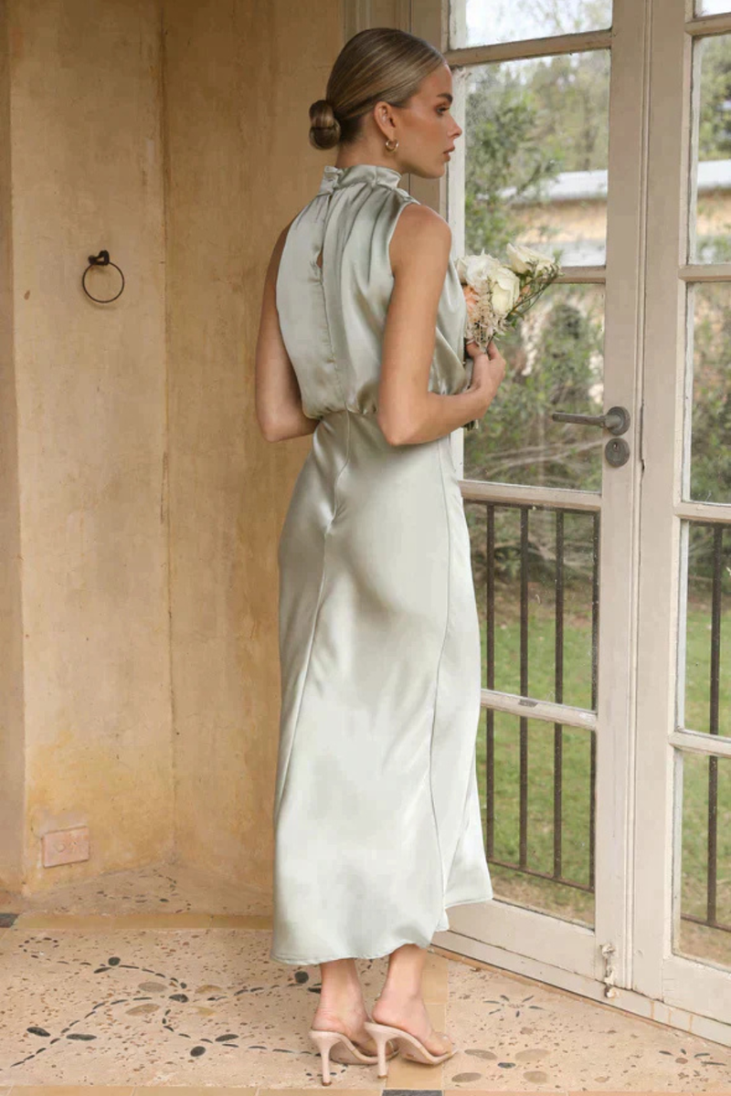 Jolie Women's Satin Midi Dress - close-up detail