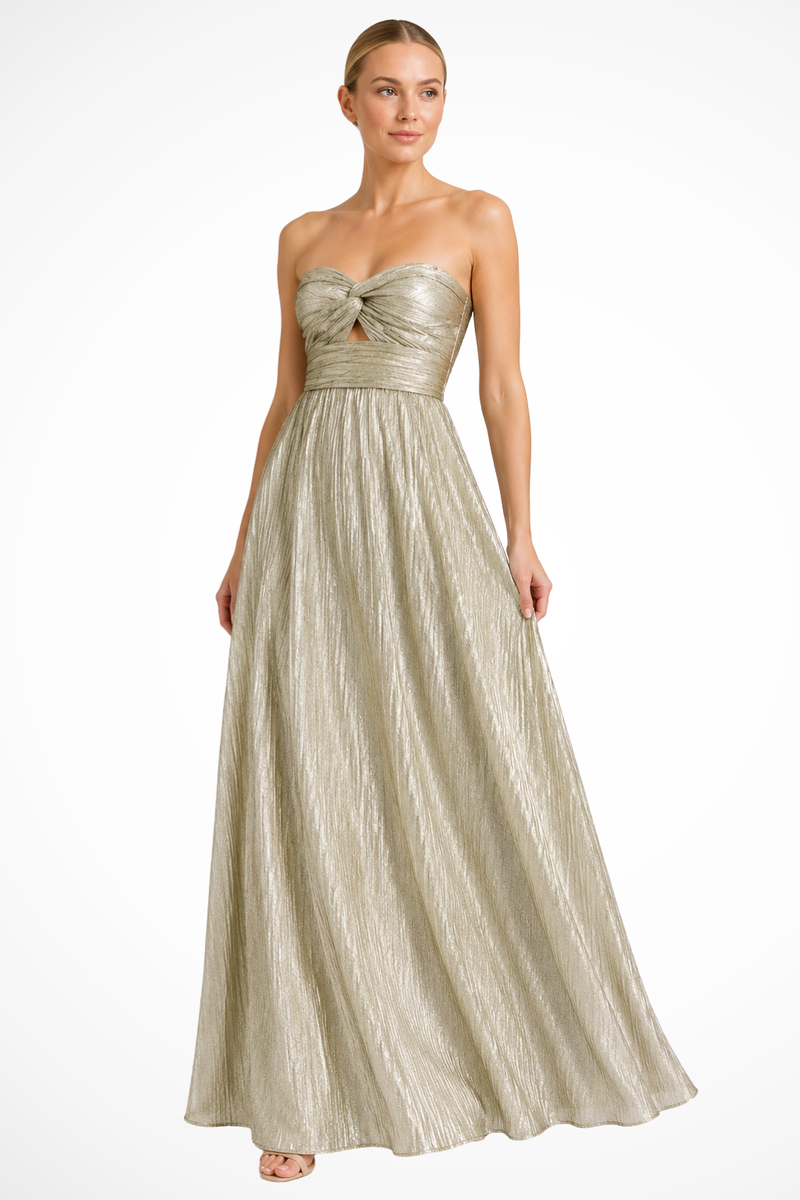 Uma Women's Pleated Maxi Dress - fabric and finish detail