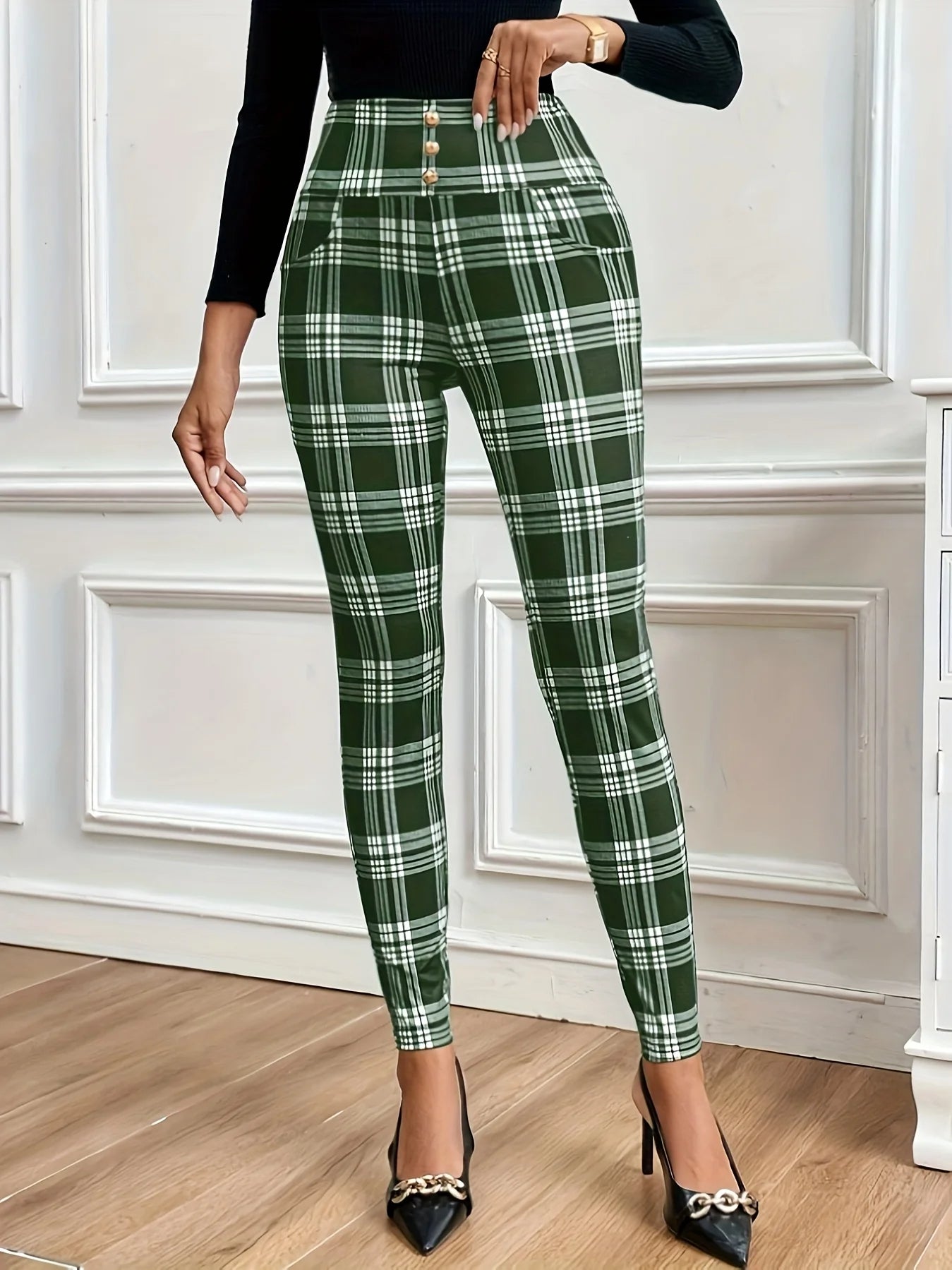 Odette Women's Plaid Leggings - front view