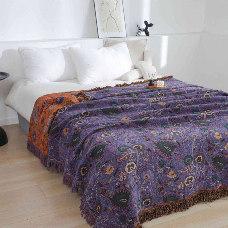 Heath Peacock Tassel Cotton Blanket | Cotton, Tassel Trim