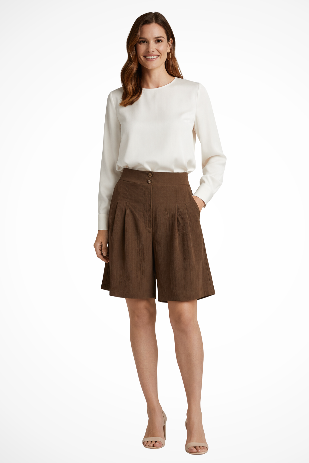 Elise Women's Pleated Shorts - flat lay