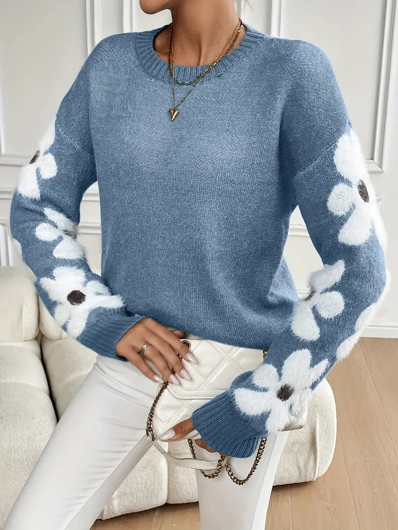 Talia Women's Floral Sweater | Crew Neck