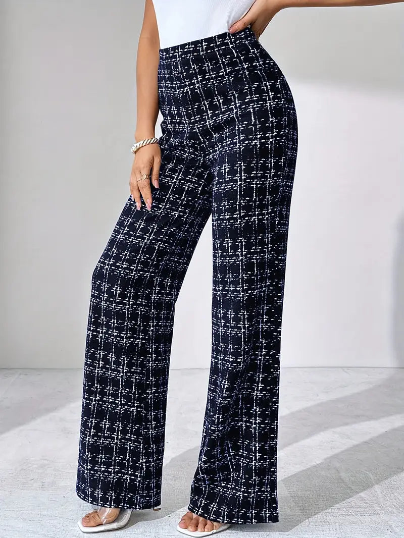 Nadia Women's Plaid Flare Pant - front view