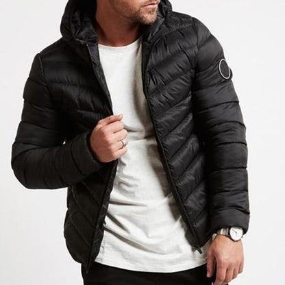 Theo Men's Puffer Jacket - fabric and finish detail