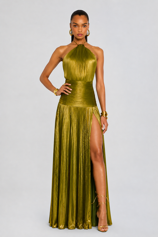 Rhea Women's Pleated Maxi Dress - front view